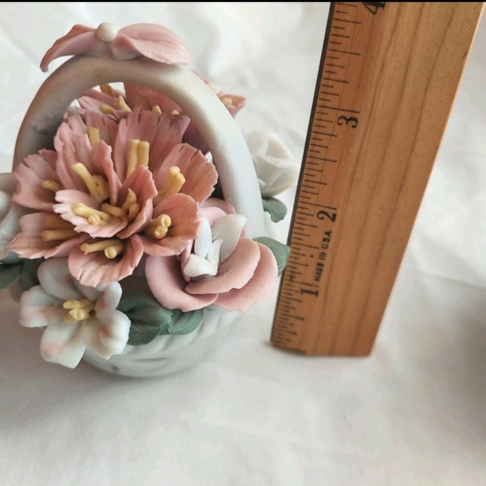 Vintage Small Ceramic Baskets (2) Delicate Colorful Flowers, Handle, Decorative - Picture 11 of 12
